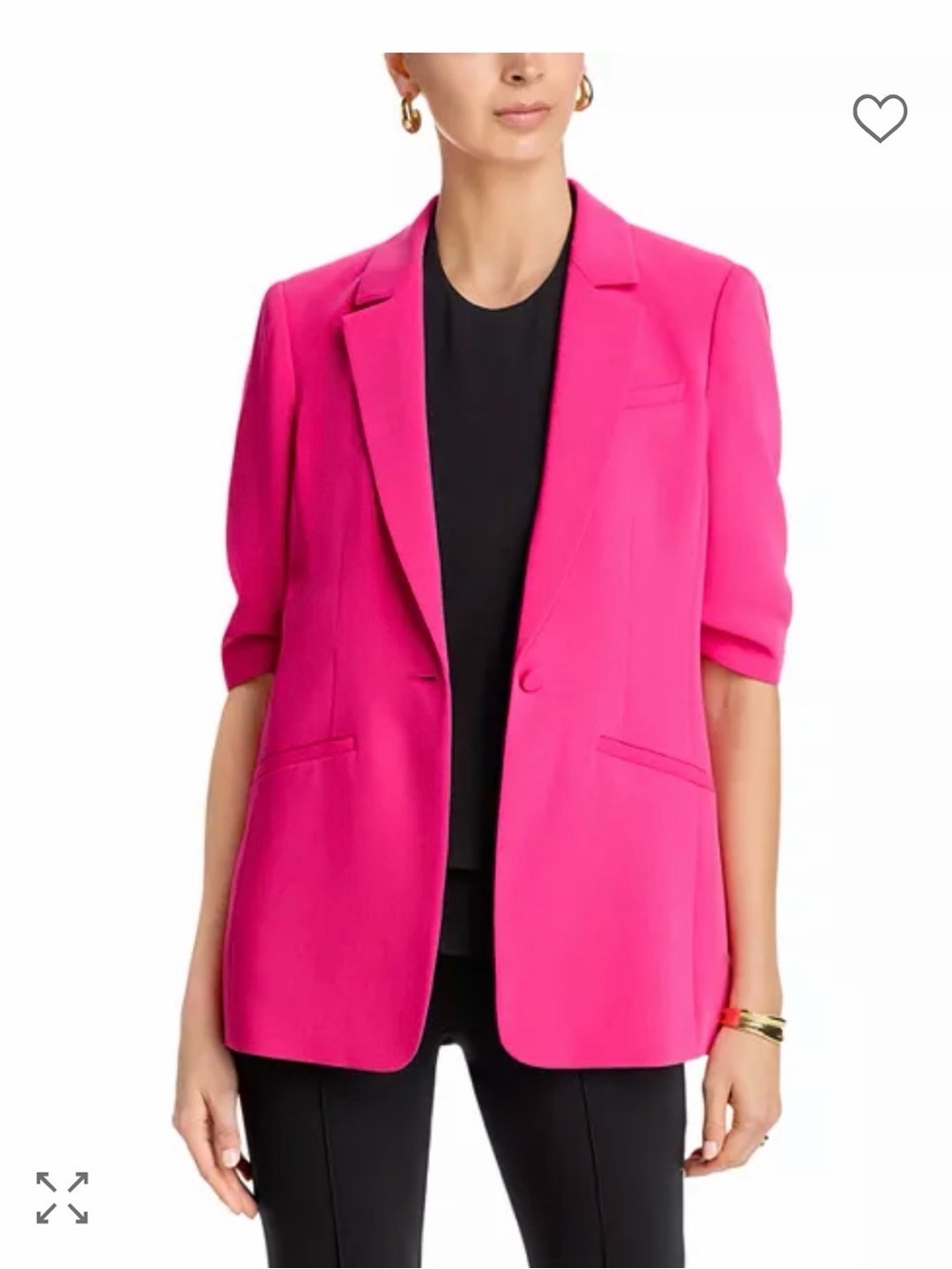 cinq a sept Hot Pink Short-Sleeve Tailored Blazer